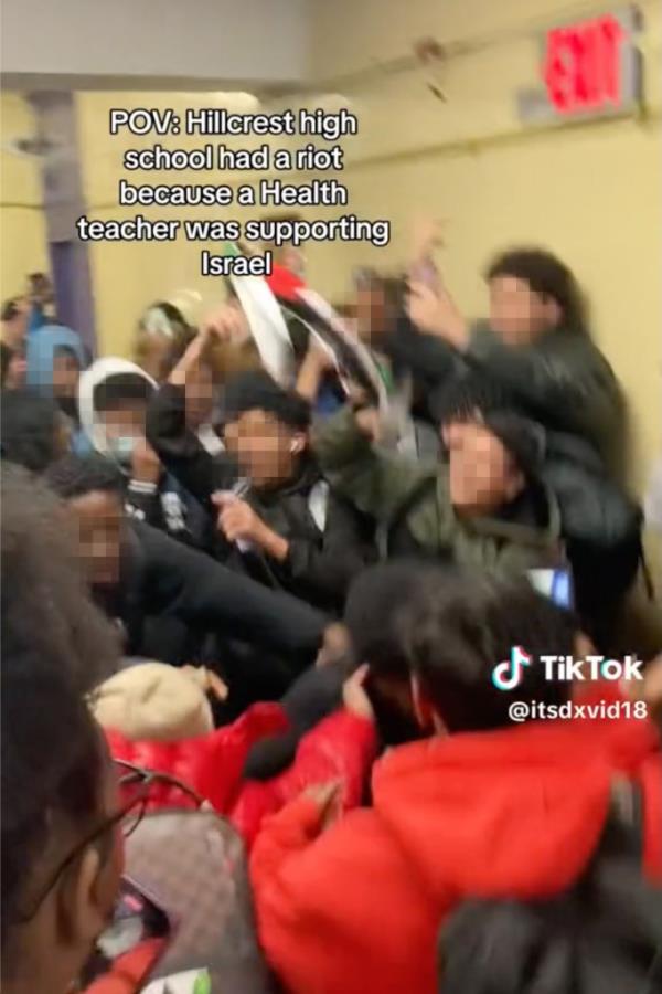 A TikTok showcasing the attack on a teacher at the school.