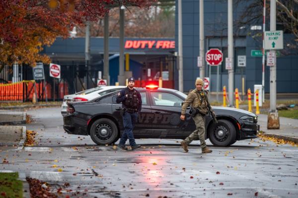 Law enforcement in front of Rainbow Bridge