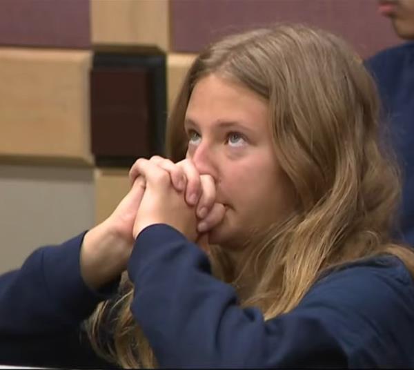 Sofia Koval, 14, openly prayed in a Broward County Courtroom last Wednesday after she was arrested over 79-year-old Yevheniia Koval’s death.