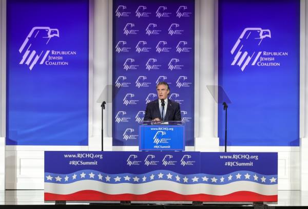 Doug Burgum speaks during the Republican Jewish Coalition's Annual Leadership Summit.