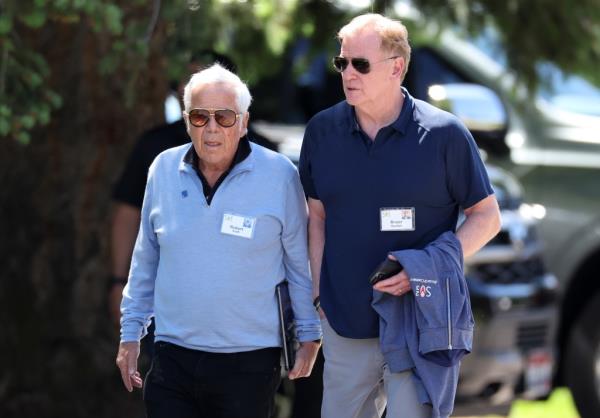 Robert Kraft, CEO of the New England Patriots, and Roger Goodell, Commissio<em></em>ner of the NFL.