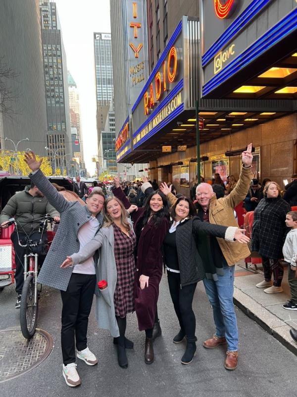 (Far right) O'Brien with wife Cyndie, their daughters and son Co<em></em>nor in front of Radio City Music Hall in Manhattan. 