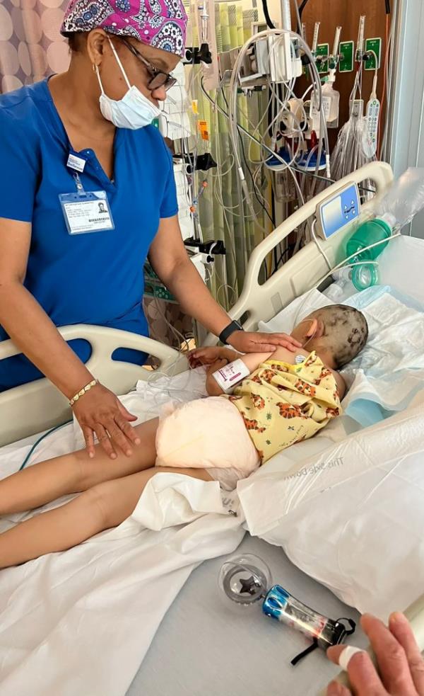 Child laid down in hospital