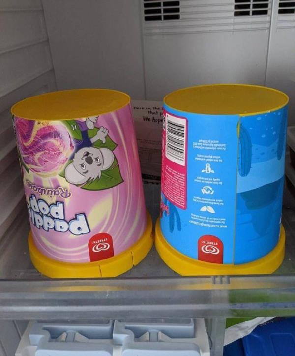 tubs of ice cream upside down