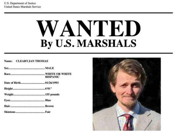 Wanted poster shows the suspect, Ian Cleary.