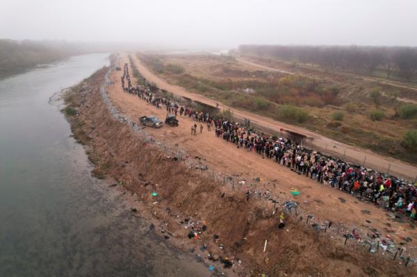 Musk has been outspoken against the US border crisis since visiting the US-Mexico border in Eagle Pass, Texas (pictured), in September.