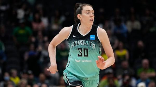 Breanna Stewart runs up the floor.