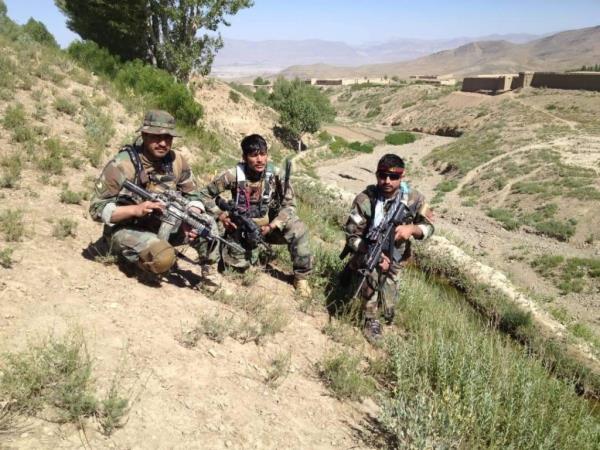 Habib, middle, with colleagues from the ANASOC unit in Afghanistan.