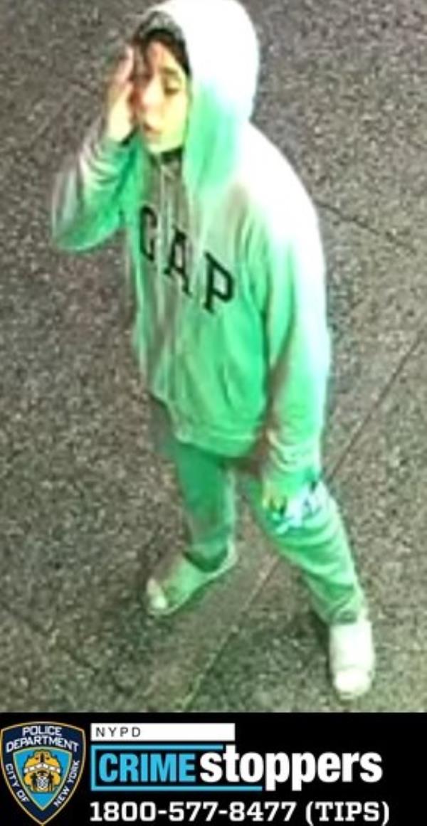 One of the hateful teen attackers is seen wearing a light green Gap sweat suit.