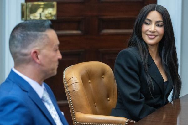 Reality-television star and entrepreneur Kim Kardashian attends an event to discuss criminal justice reform with Vice President Kamala Harris at the White House in Washington, DC, on April 25, 2024.