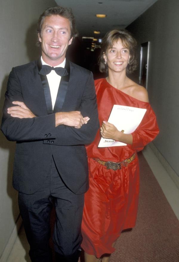 Bryan Brown and Rachel Ward at the Golden Globes on January 28, 1984.