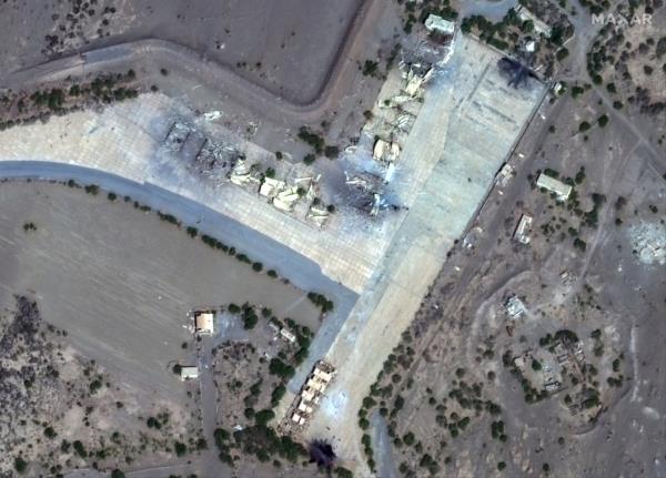 destroyed shelters in Hodeida airfield