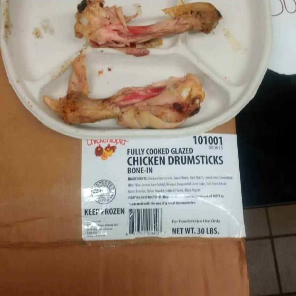 Photos of the tainted chicken served in the schools. 