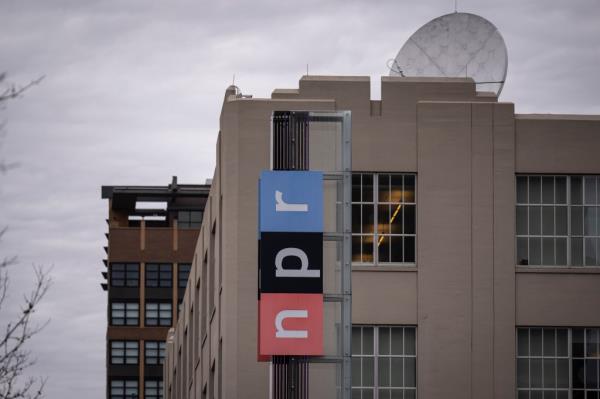 A view of the Natio<em></em>nal Public Radio (NPR) headquarters on North Capitol Street February 22, 2023 in Washington, DC. 