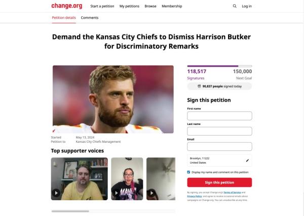 The Change.org petition demanding the Chiefs drop Harrison Butker.