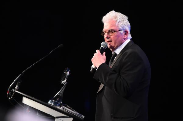 Kevin Cahill accepts Coutts Lifetime Achievement award at BT Sport Industry Awards 2016, London, England. (Photo by Eamonn M. McCormack/Getty Images)