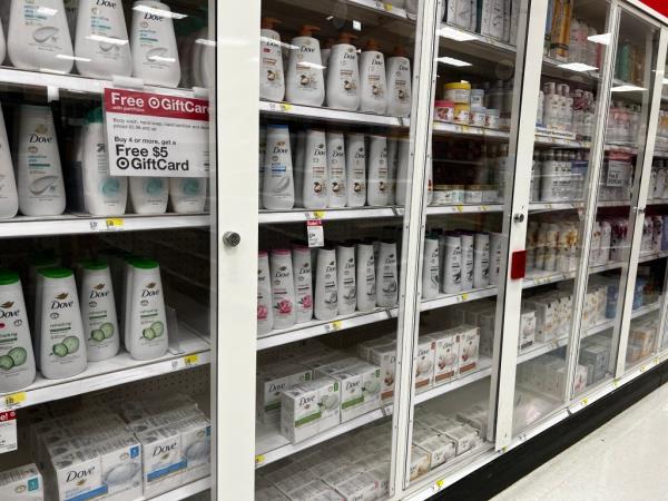 Dove products locked up at Target