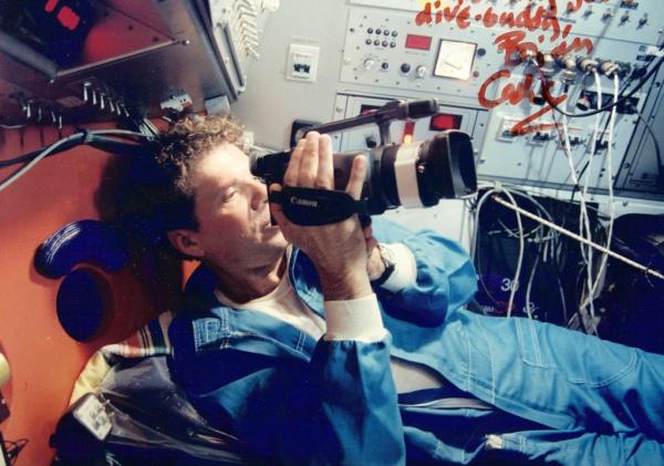 Michael Guillen aboard a submarine heading to the Titanic wreckage. 