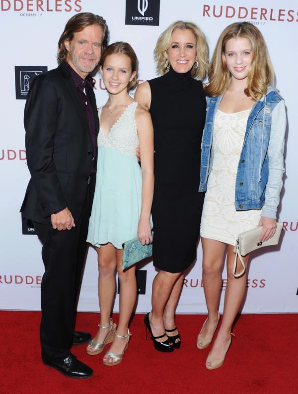 William H. Macy, Felicity Huffman and their daughters.