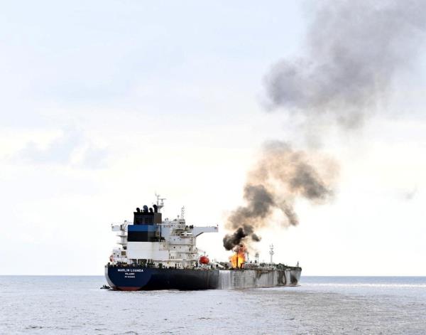 A Houthi missile hit a British tanker carrying flammable chemicals on Saturday. 