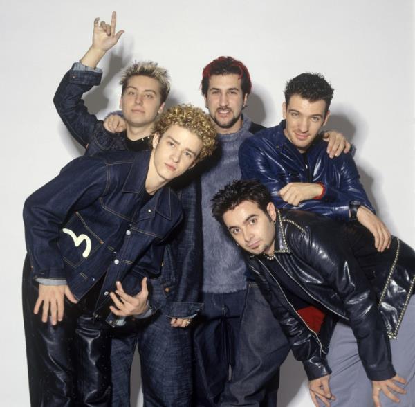 Justin Timberlake, Lance Bass, Joey Fatone, JC Chasez and Chris Kirkpatrick of Nsync pose for a photoshoot circa 1999 in New York City.  