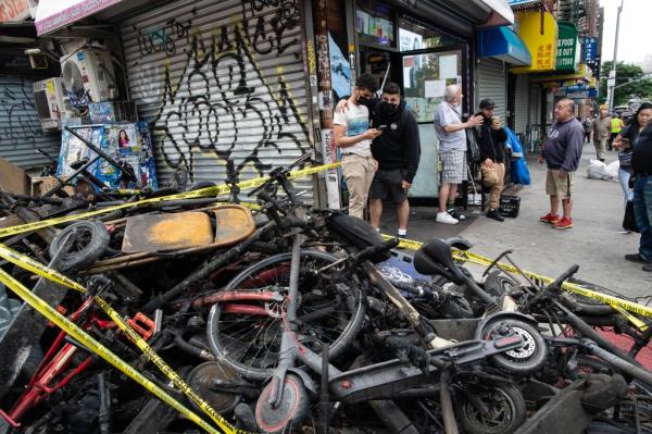 A bike of burned ebikes.