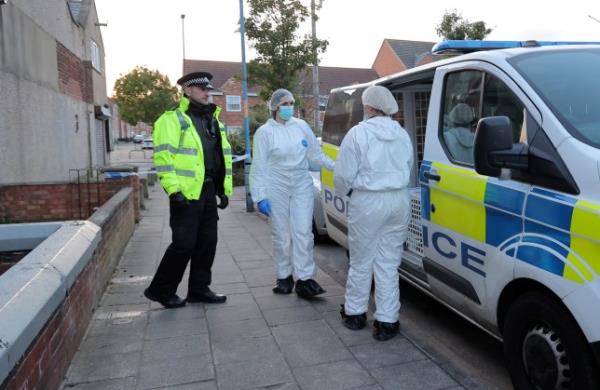 Dated: 15/10/2023 Police cordons in place across several streets in Hartlepool to<em></em>night (SUN) as police mount a murder investigation, with Cleveland Police co<em></em>nfirming a 44 year old man has been arrested on suspicion of murder and the force is working with Counter Terrorism Policing North East. Picture shows police at Wharton Street Seer story North News