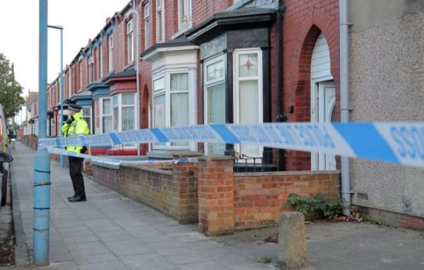 Dated: 15/10/2023 Police cordons in place across several streets in Hartlepool to<em></em>night (SUN) as police mount a murder investigation, with Cleveland Police co<em></em>nfirming a 44 year old man has been arrested on suspicion of murder and the force is working with Counter Terrorism Policing North East. Picture shows police at Wharton Street Seer story North News