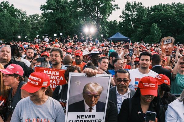 Thousands of supporters showed up Thursday to watch Trump's first rally in New York since 2016.