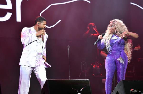 Usher and Mary J. Blige at the 2022 Strength of a Woman Festival & Summit.