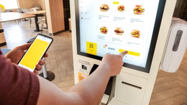 The image above from August 2023 shows a self-serve kiosk at a McDonald's restaurant in Canada.