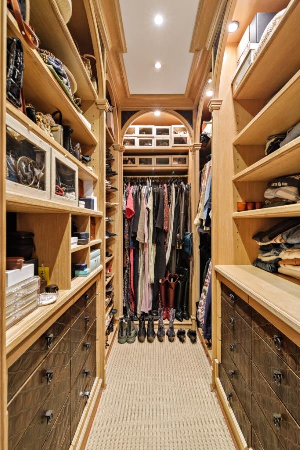 Interior of a walk-in closet. 