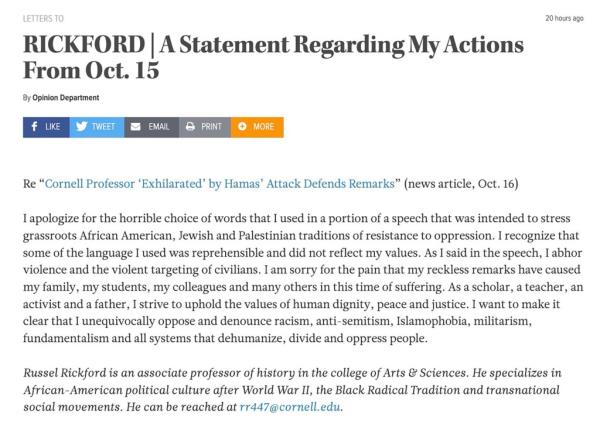 Rickford's apology