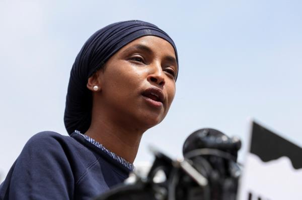 Representative Ilhan Omar (D-MN) speaks during a press co<em></em>nference alo<em></em>ngside lawmakers and university unio<em></em>n members on protecting the right of free speech following a crackdown on pro-Palestinian protests on college campuses, on Capitol Hill in Washington, U.S., May 23, 2024.