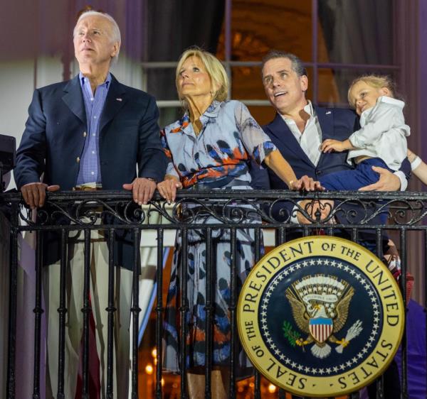 Jill and Joe Biden, pictured here at the White House on the Fourth of July, married in 1977.