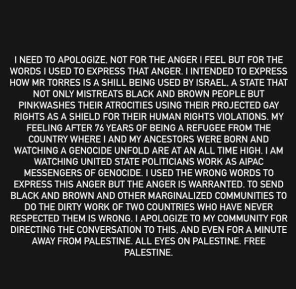 The Palestinian native said 