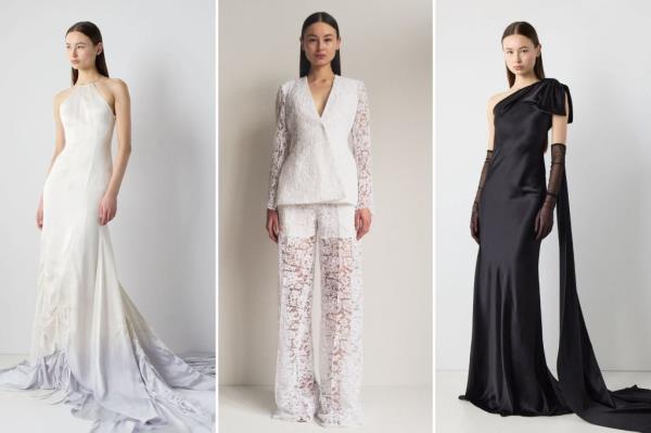 Collage of three bridal looks from Alejandra Alo<em></em>nso Rojas