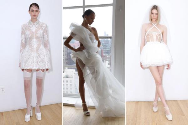 Collage of three bridal looks from Bronx and Banco