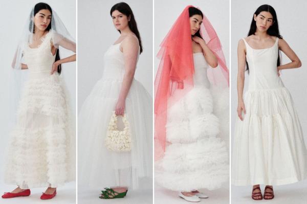 Collage of four bridal looks from Molly Goddard