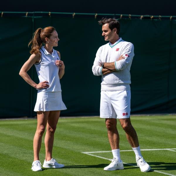 Roger Federer has faced off against Princess Kate in a game to advertise the upcoming Wimbledon Championships. 