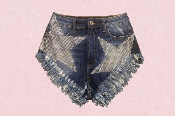 A pair of denim shorts with a star design