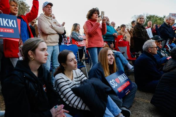 Haley supporters listen to her remarks in Beaufort, SC.