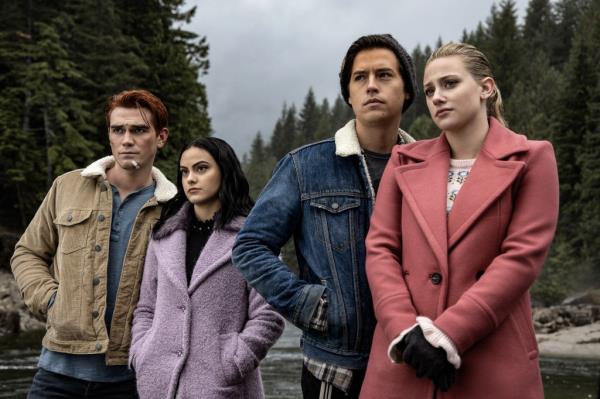 KJ Apa as Archie, Camila Mendes as Veronica, Cole Sprouse as Jughead and Lili Reinhart as Betty on 