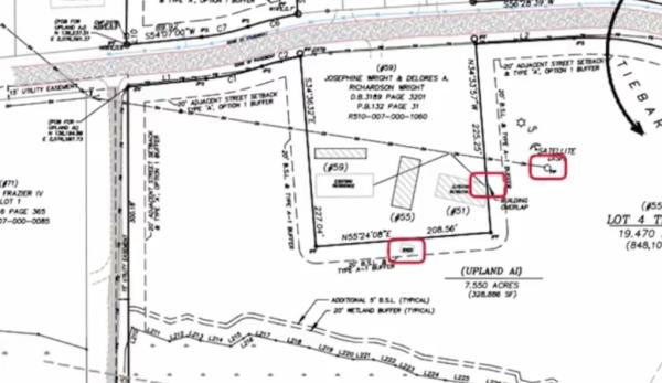 Map of the development and Wright's home