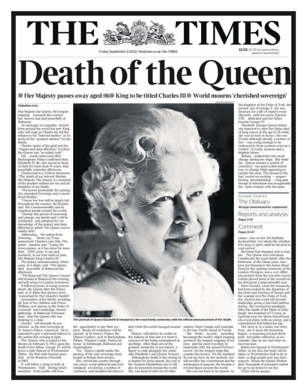 How the media respo<em></em>nded to the Queen's death. Newspaper front pages from around the world and broadcast announcements