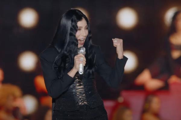 Cher performing at Victoria's Secret Fashion Show 2024. 