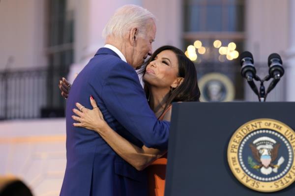 The 48-year-old Hollywood actress joined the 80-year-old president on the South Lawn Thursday night for a film screening of “Flamin’ Hot” – Longoria’s directorial debut.