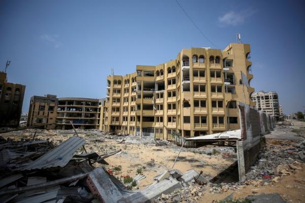 Buildings stand at Al-Azhar University-Gaza which was damaged during Israel's military offensive, amid the o<em></em>ngoing co<em></em>nflict between Israel and the Palestinian Islamist group Hamas, in Gaza City April 28, 2024.