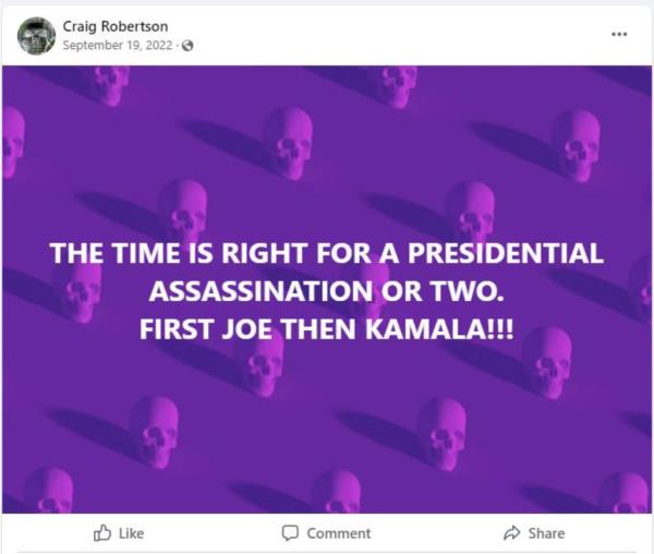 Craig Robertson's Facebook post.