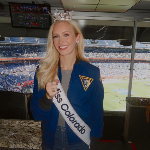 Marsh wearing her crown and sash.